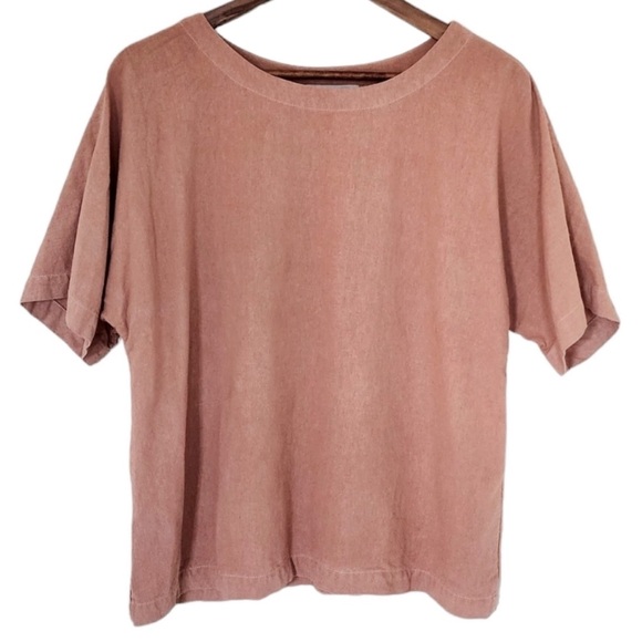 Na Nin Naomi Raw Silk Tee Blush Made in USA Boxy Short Sleeve Top - Picture 2 of 9